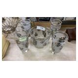 9pc, 8 Leaf Designed Cups, Ice Bucket