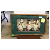 Framed, matted, 3D, 3 bakers in bake shop
