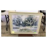 Framed, matted,Florida swamp scene, Egret in