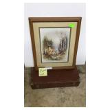 Framed, matted, print, Buck Deer w/ doe & fawn,