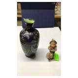 1 Hummel figure, 1 cloisonné vase
