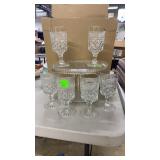 7pc Cut Glass wine glasses, Pie Server