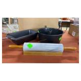 3 Baking Pans, Marble Rolling Pin