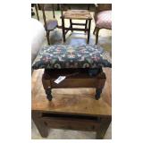 Small upholstered footstool/storage chest