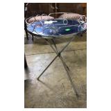 20in Round Mirror Topped Side Table With Tripod