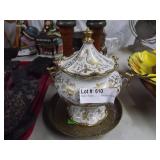 Covered Candy Dish, Etched Brass Ashtray, Silverpl