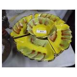 California Pottery Chip & Dip Set W/ Wooden Lazy S
