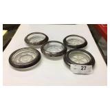 5 Sterling Silver & Cut Glass Coasters