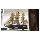 Cool model 3 masted sailing ship on stand