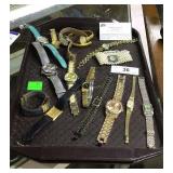 Tray lot 15 wrist watches of various makers, from