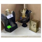 Ceramic Eagle, Carrage Clock, Avon Style Perfume,