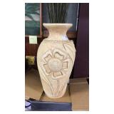 Lg. Yellow & gold vase 20" tall,  flower pattern