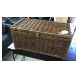 Woven vine storage box with. hinged lid32in x16