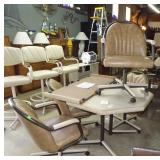 Octagonal Whitewash Table W/ Leaf, 4 Chairs On