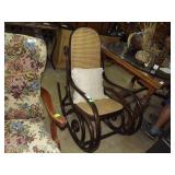Bent Wood Rocker W/Cane Seat In Bag & Crocheted