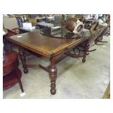 Oak Table W/ Turned Legs, Expandable 60X32X38
