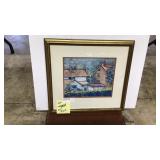 Framed, matted, prints, farm house buildings &