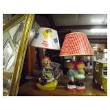 Pair Raggedy Anne Nightstand Lamps