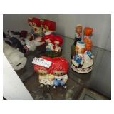3 Raggedy Anne Music Figurines & 1 Bank