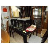 Black Enameled Mirror Top Dr Set W/6 Chairs & 1