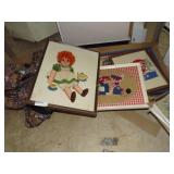 5 Raggedy Anne Framed Yarn Art