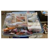 Bin of Assorted Rug Yarn and Rug Templates