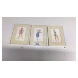 Matted watercolors, 3- 5" x7", titled day at the
