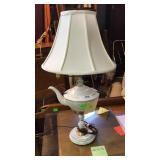 26" White & Gold Teapot Lamp