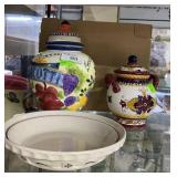 3pc Dishes, Double Handle Hand Painted Dano