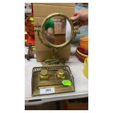 Brass Pen Ink Desk Set With Dressing Mirror(No