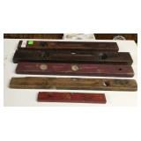 Vintage wood levels, Stanley & unmarked, 4 -