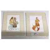 Matted watercolors, 2- 11" x14",  1- sea maiden &