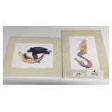 Matted watercolors, 2- 11" x14", 1- sea maiden w/