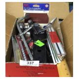 Tray lot various tools, clamp, ball hitch,