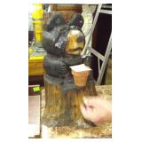 Chainsaw Art Bear W/Flower Pot 20"H
