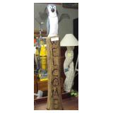 Chainsaw Art Blue Jay W/Welcome Sign 36"H