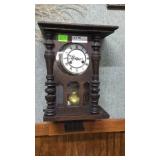 Early American wall clock, w/ porcelain face, 11