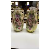 Double handled hand painted Japanese vases