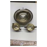 3pc weighed sterling incl 8.5" D pierced footed