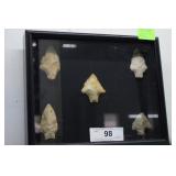 Shadow box with 5 arrowheads