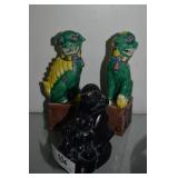 Pair miniature Chinese Foo dogs & Boma carved
