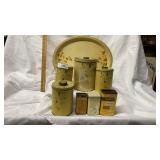 8 Tin Canisters, & Serving Tray