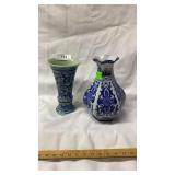 2 Decorative Blue and White Vases