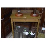 Single drawer writing desk in brown mustard paint