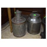 Pair of early soldered tin 2 gallon vessels one