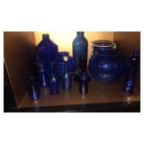 Cobalt bottle and vessel collection