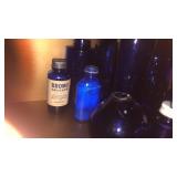 11 Assorted Cobalt Blue Bottles And Vase