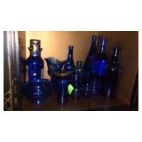 16 assorted pieces Cobalt  blue glass