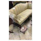 Formal Parlor Sofa w/ Gold/Beige/Green Stripes