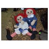 Vintage large raggedy Ann & Andy dolls